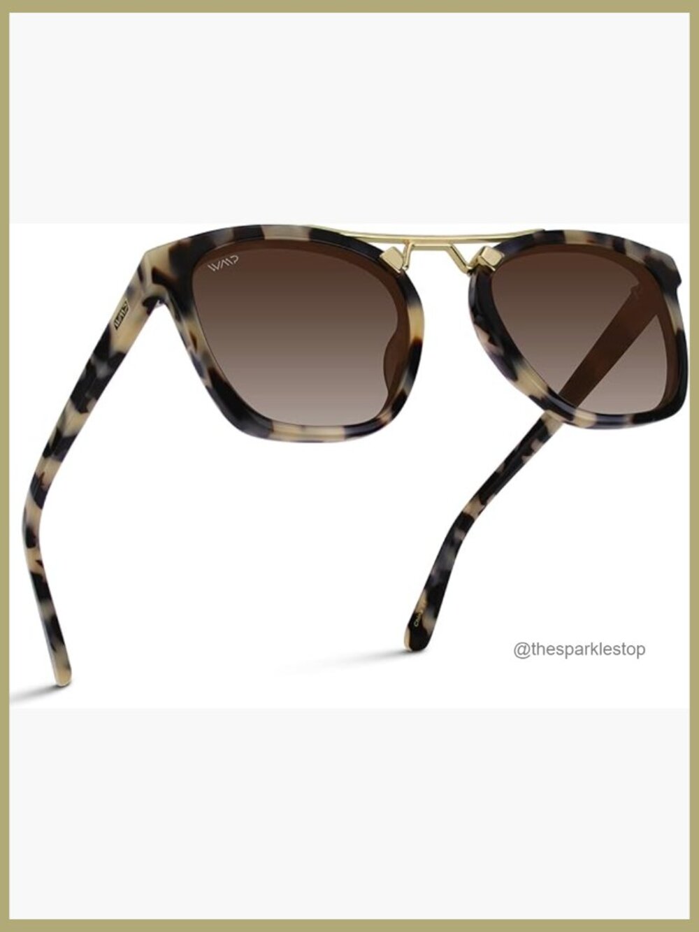 Oversized Square Polarized Sunglasses with Metal Double-Bar Bridge